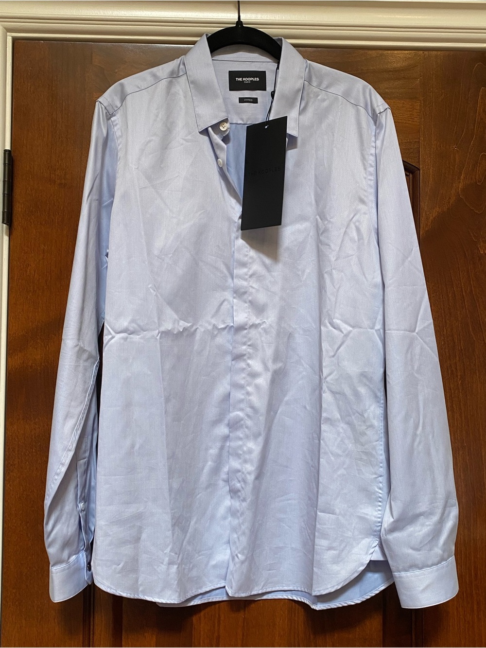The Kooples Paris Men’s Fitted Smart Twill Dress Shirt in light blue Sz M NWT